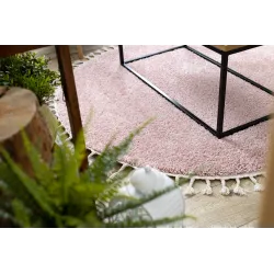 Teppich BERBER 9000 Kreis rosa Berber-Fransen marokkanisch shaggy