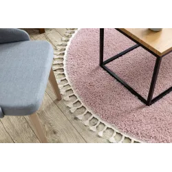 Teppich BERBER 9000 Kreis rosa Berber-Fransen marokkanisch shaggy
