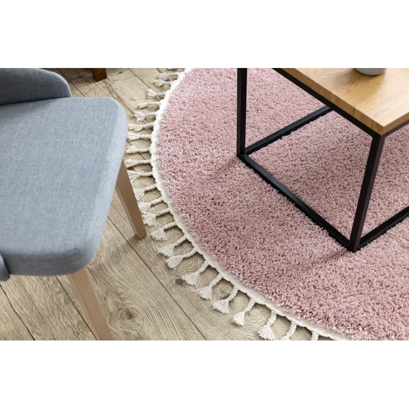 Teppich BERBER 9000 Kreis rosa Berber-Fransen marokkanisch shaggy