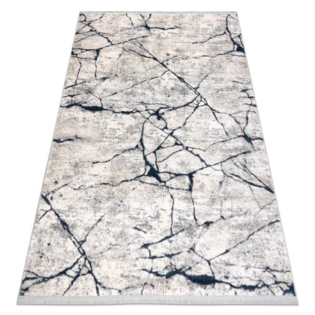 Moderner Teppich REBEC mit Fransen in Creme und Dunkelblau, zwei Ebenen für eleganten Stil