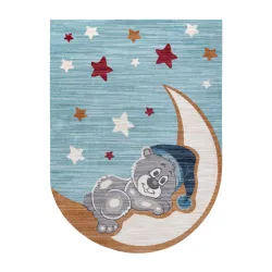 Kinder-Teppich TOYS Bär für Kinder - modern, unregelmäßige Form marineblau - türkis / creme