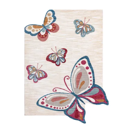 Kinder-Teppich TOYS 75326 Schmetterlinge für Kinder - modern, unregelmäßige Form creme / rot fuchsia