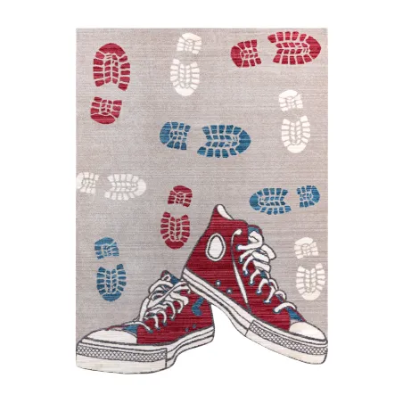 Kinderteppich TOYS 75325 Sneaker, Schuhe für Kinder - modern, unregelmäßige Form grau / rot fuchsia