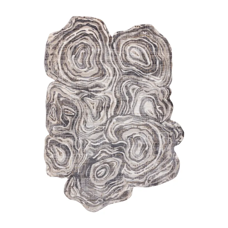 Teppich TINE 75426A Baumstamm Holz - modern, unregelmäßige Form creme / grau