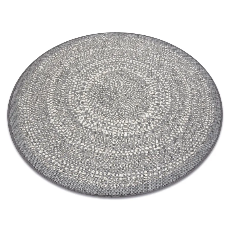 Runder Teppich aus grauem Sisal, perfekt für stilvolle Räume