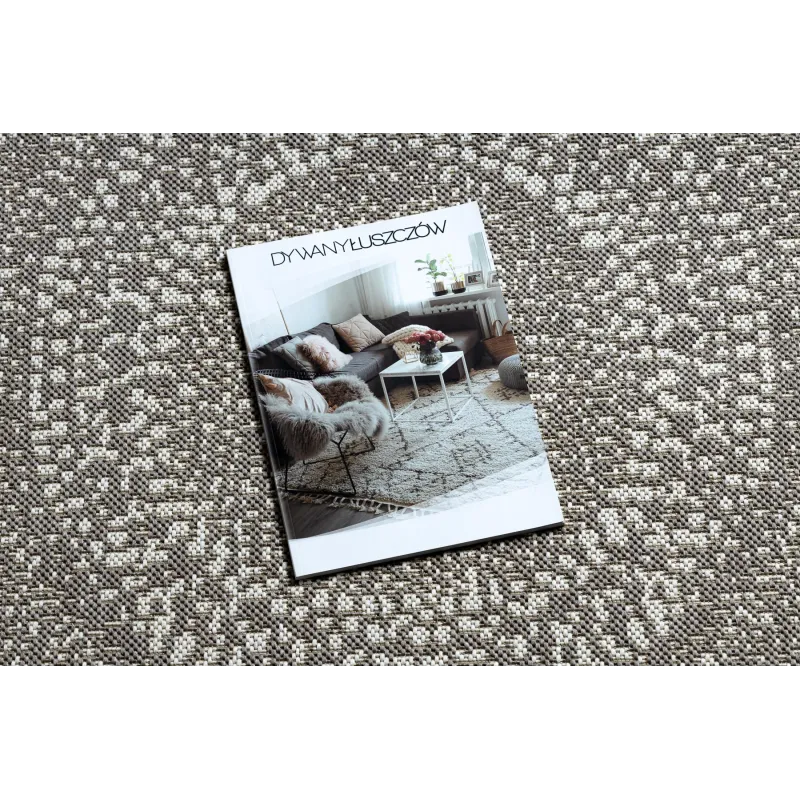 Modischer Teppich mit Punkten in Beige, ideal für Wohnräume