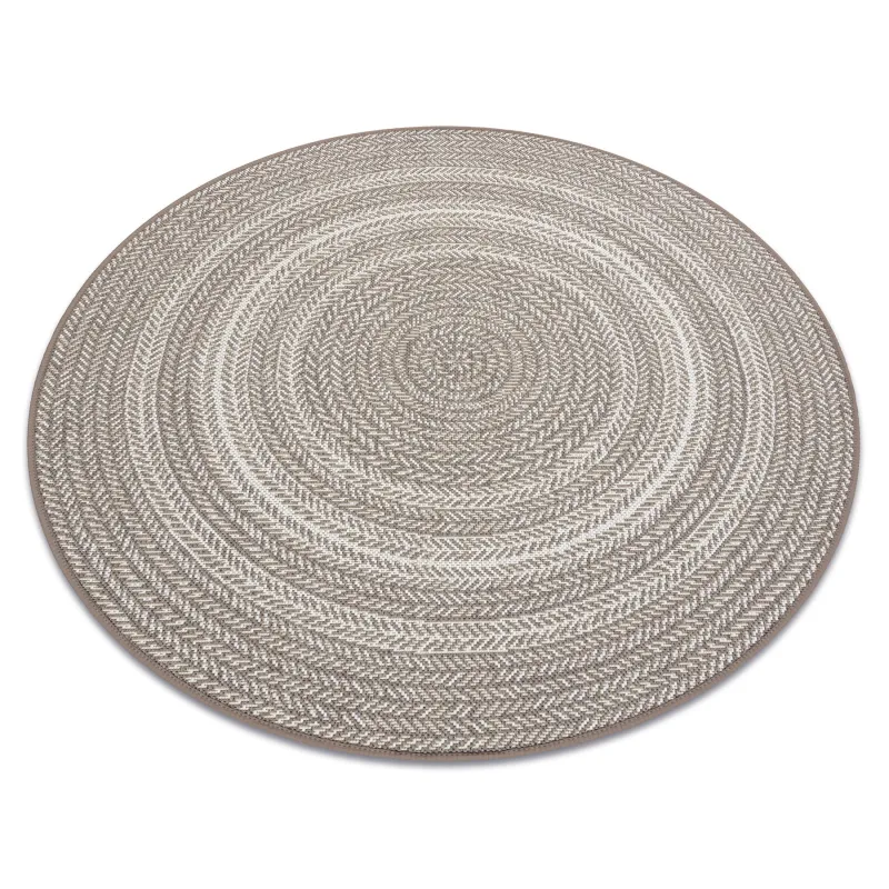 Runder Teppich aus Sisal im Boho-Stil, beige geflochtene Optik