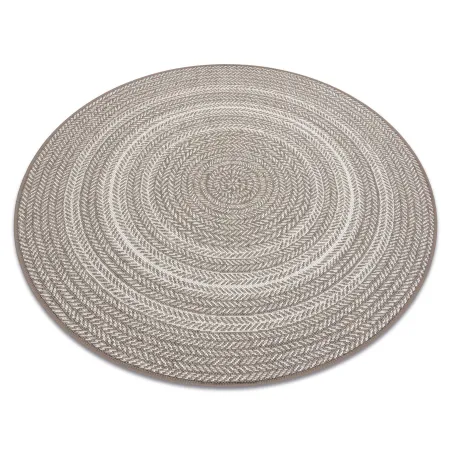 Runder Teppich aus Sisal im Boho-Stil, beige geflochtene Optik