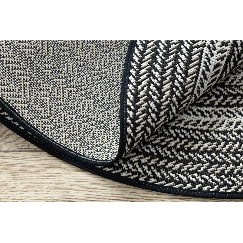 Boho-Stil Gartenteppich aus schwarzem Sisal, wetterfest