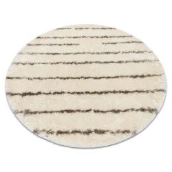 Teppich FLUFFY Kreis Shaggy Streifen - creme / beige