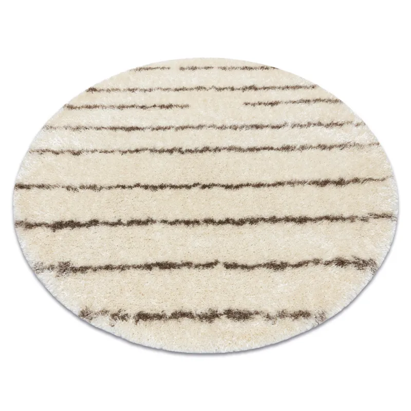 Runder Shaggy Teppich FLUFFY 2371 in Creme und Beige für das Wohnzimmer