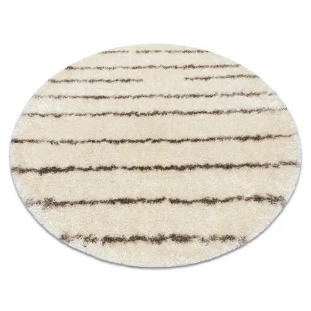 Runder Shaggy Teppich FLUFFY 2371 in Creme und Beige für das Wohnzimmer