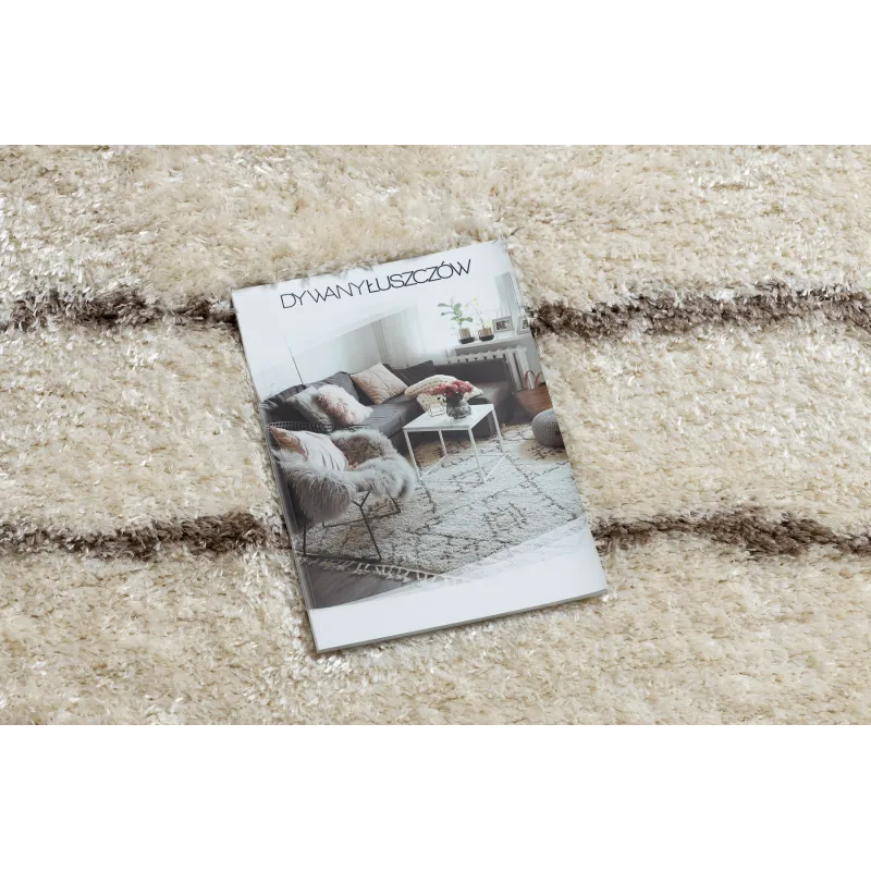 Eleganter Teppich FLUFFY 2371 in Creme und Beige für das Schlafzimmer