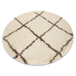 Teppich FLUFFY Kreis Shaggy Gitter - creme / beige