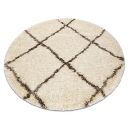 Runder shaggy Teppich FLUFFY 2373 in Creme und Beige, ideal für das Wohnzimmer