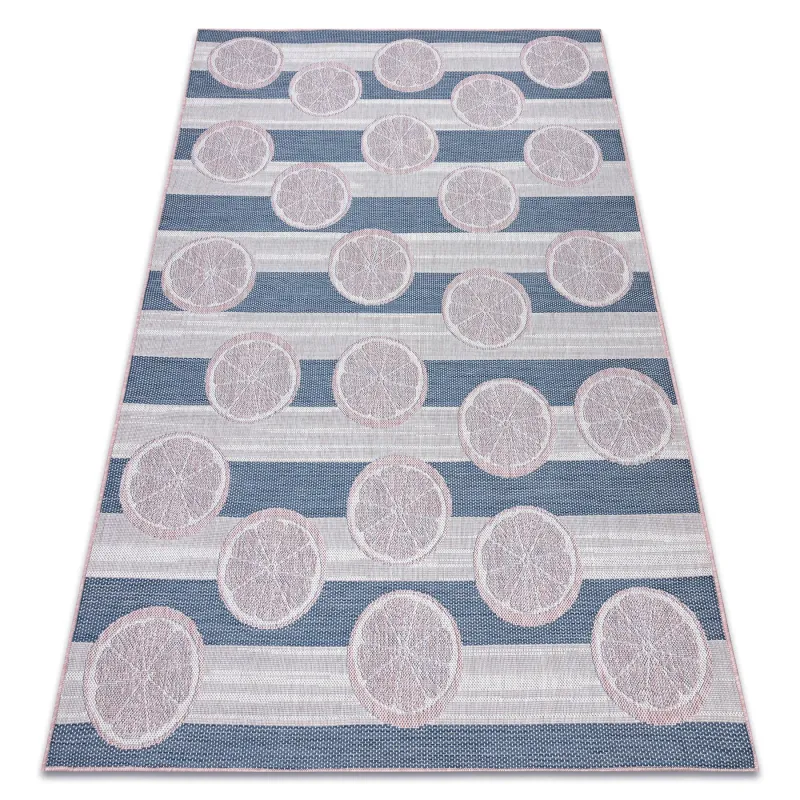 Sisal Teppich SION in ecru, rosa und blau, flach gewebt