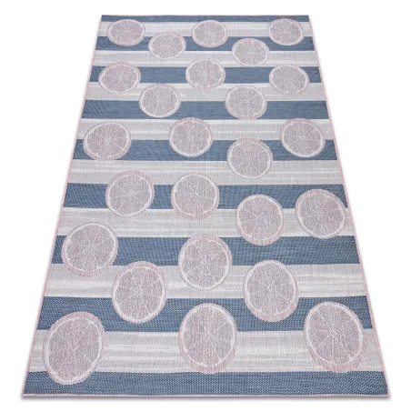 Sisal Teppich SION in ecru, rosa und blau, flach gewebt