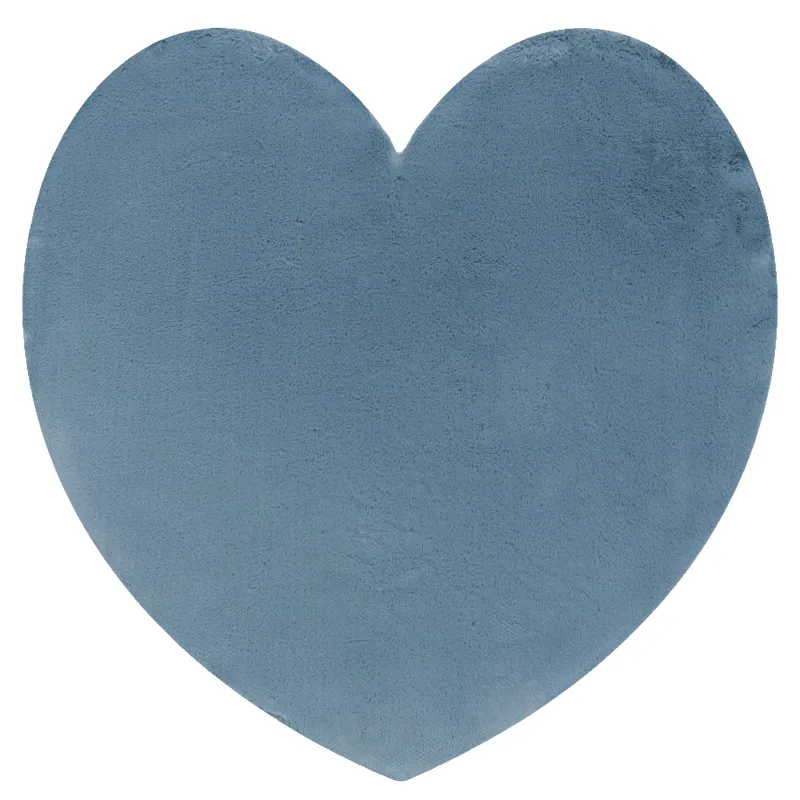 Moderner SHAPE 3105 Herz Teppich - blauer, plüschiger, rutschfester Waschteppich