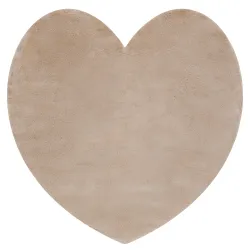 Moderner Waschteppich SHAPE Herz Shaggy - beige plüschig, Antirutsch