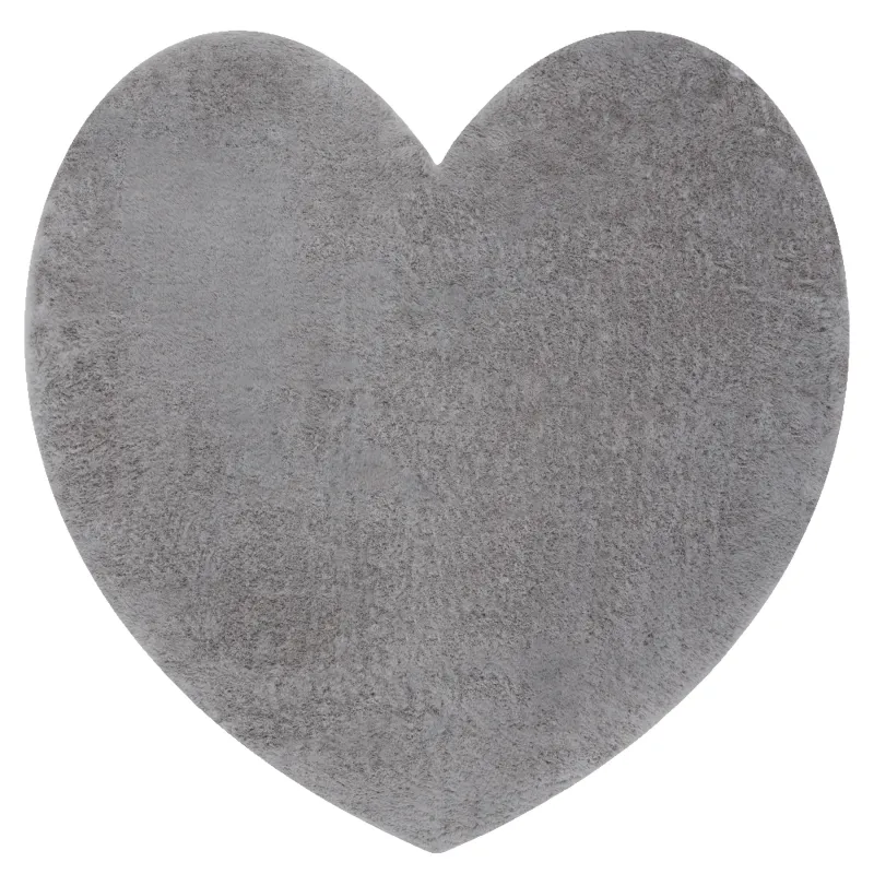 Moderner Waschteppich SHAPE 3105 Herz - grauer, plüschiger, rutschfester Teppich