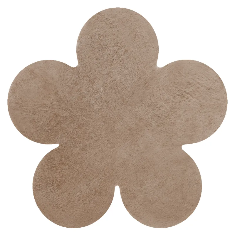 Moderner Waschteppich SHAPE 3106 Blume - beige plüschig, rutschfest, pflegeleicht