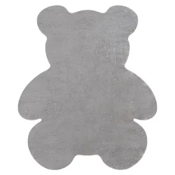 Moderner Waschteppich SHAPE Teddybär Shaggy - grau plüschig, Antirutsch