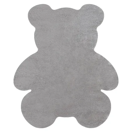 Moderner Waschteppich SHAPE 3146 Teddybär Shaggy - grauer, plüschiger, rutschfester Teppich