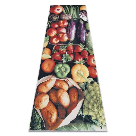 Waschteppich mit Obst- und Gemüse-Motiv, grün, rutschfest für die Küche
