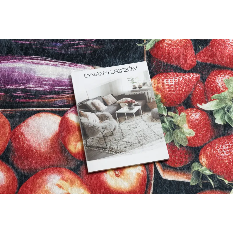 Rutschfester Waschteppich mit Obstmotiv, weich und angenehm