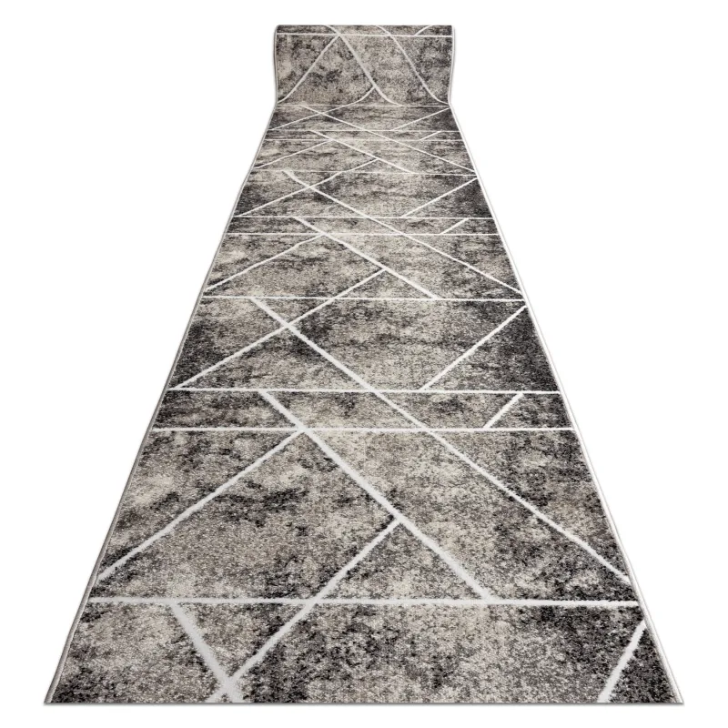 Moderner Teppich mit geometrischem Dreiecksdesign in Grau und Beige
