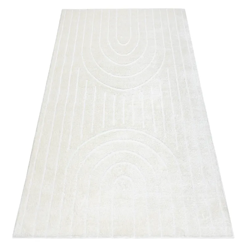 Geometrischer Teppich in Creme, moderner Teppich für stilvolle Räume