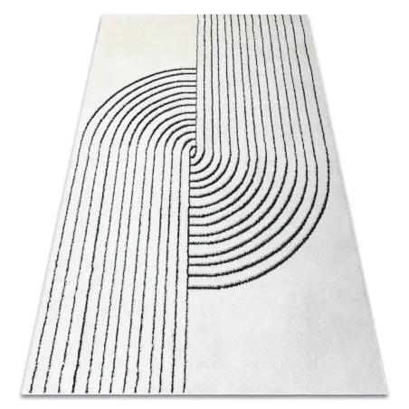 Moderner geometrischer Teppich in Creme und Schwarz, stilvolles Design, moderne Teppiche