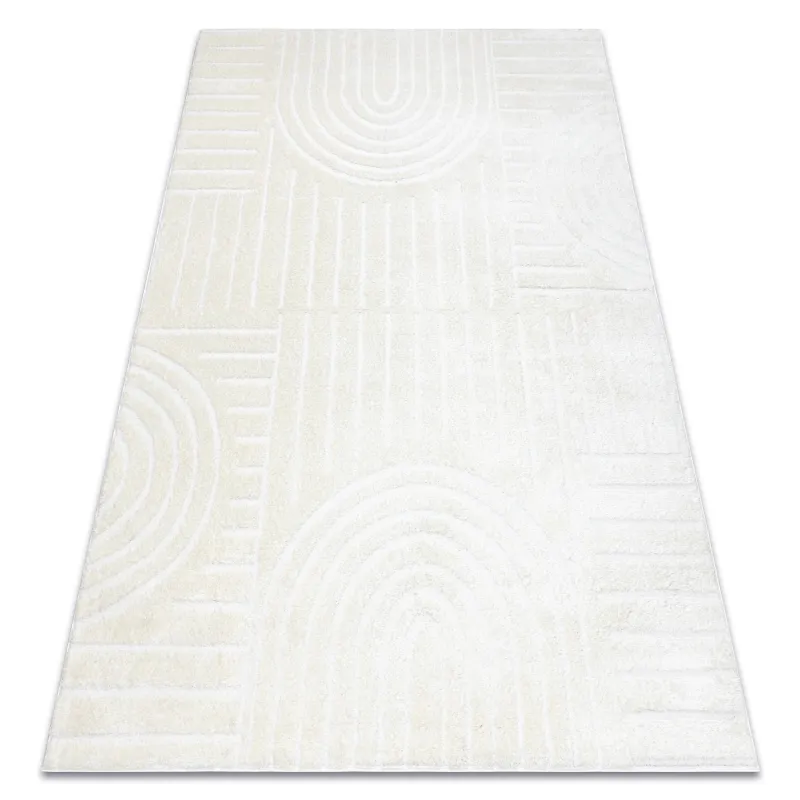 Moderner geometrischer Teppich in Creme, ideal für Ihr Wohnzimmer