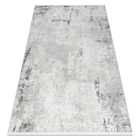 Moderner Teppich DUKE 51378 in creme und grau, sehr weich, mit Fransen