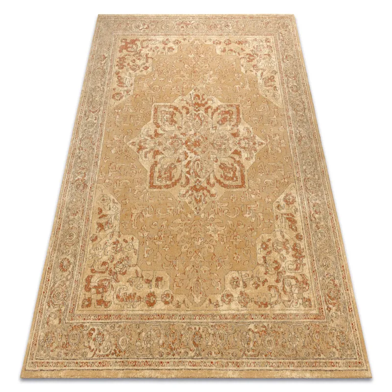 Teppich LEGEND 468 03 GB700 Wolle OSTA - Rosette, Rahmen exklusiv Beige / Rot