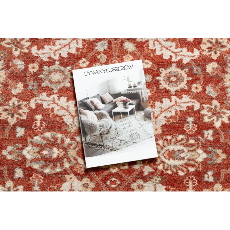 Teppich LEGEND 468 16 GB301 Wollenteppich OSTA - Blumen, Rahmen exklusiv beige / rot