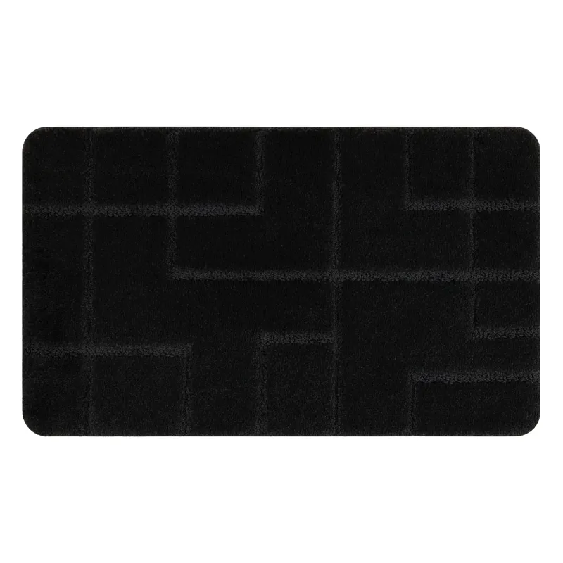 Badezimmerteppich SUPREME LINES Linien, rutschfest, weich - schwarz