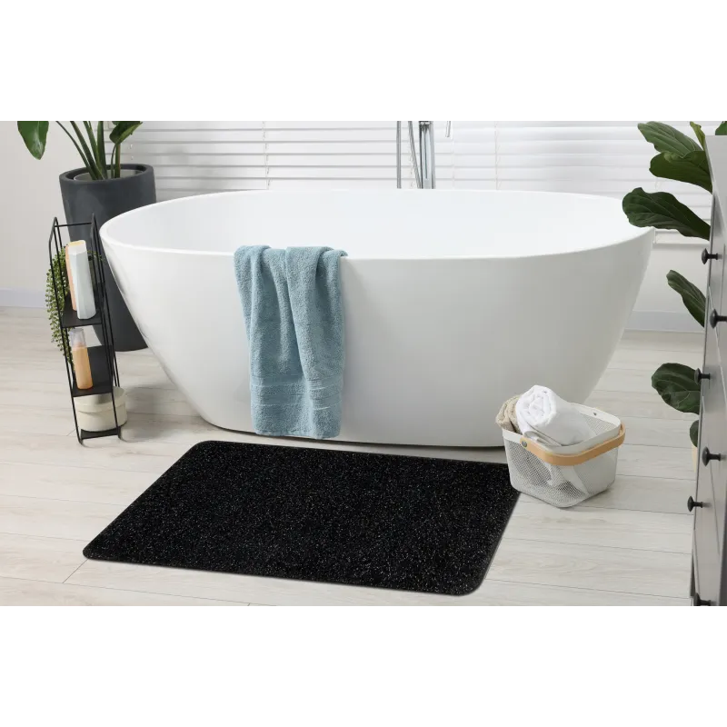 Badezimmerteppich SUPREME LINES Linien, rutschfest, weich - schwarz