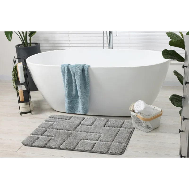 Badezimmerteppich SUPREME LINES Linien, rutschfest, weich - grau