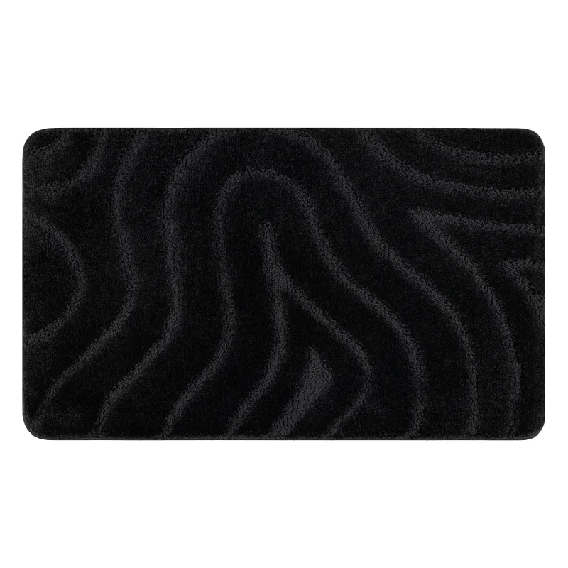 Badezimmerteppich SUPREME WAVES Wellen, rutschfest, weich - schwarz