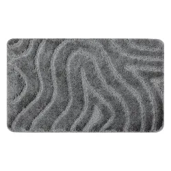 Badezimmerteppich SUPREME WAVES Wellen, rutschfest, weich - grau