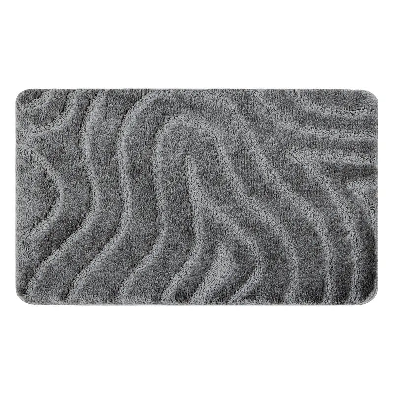 Badezimmerteppich SUPREME WAVES Wellen, rutschfest, weich - grau