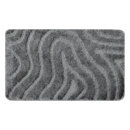 Badezimmerteppich SUPREME WAVES Wellen, rutschfest, weich - grau