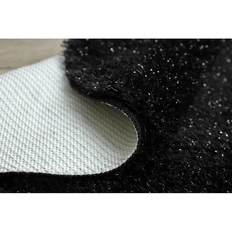 Badezimmerteppich SYNERGY Kreis Glamour, rutschfest, weich - Lurex schwarz
