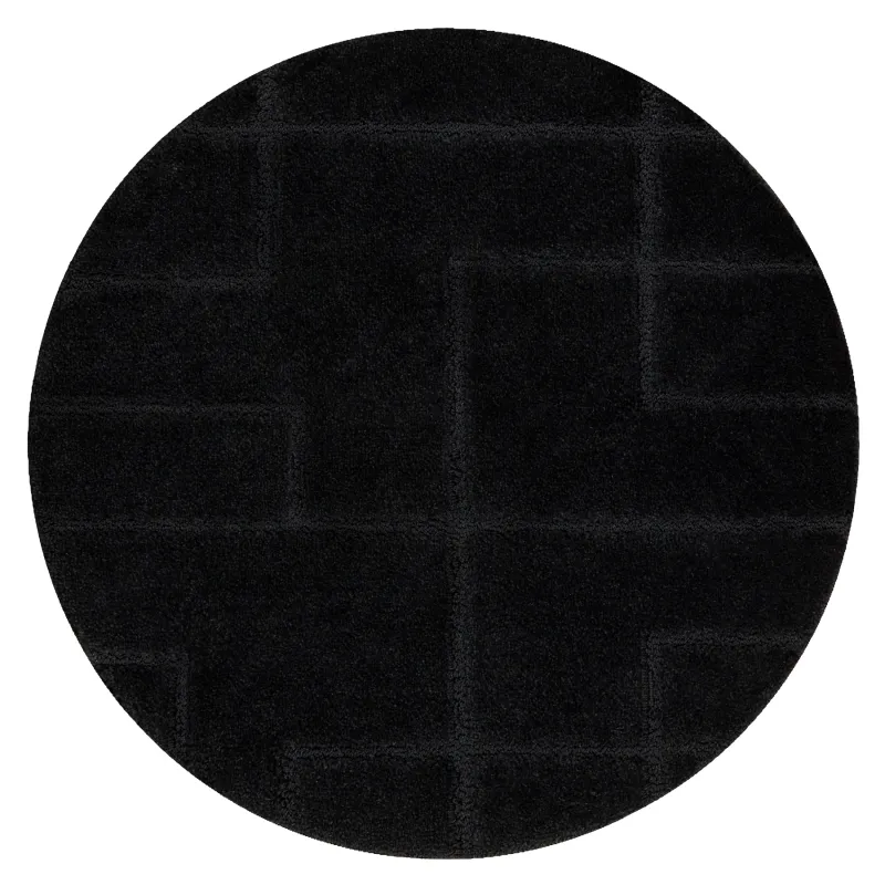 Badezimmerteppich SUPREME Kreis LINES Linien, rutschfest, weich - schwarz