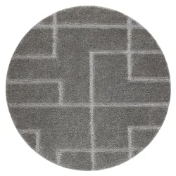 Badezimmerteppich SUPREME rund LINES Linien, rutschfest, weich - grau