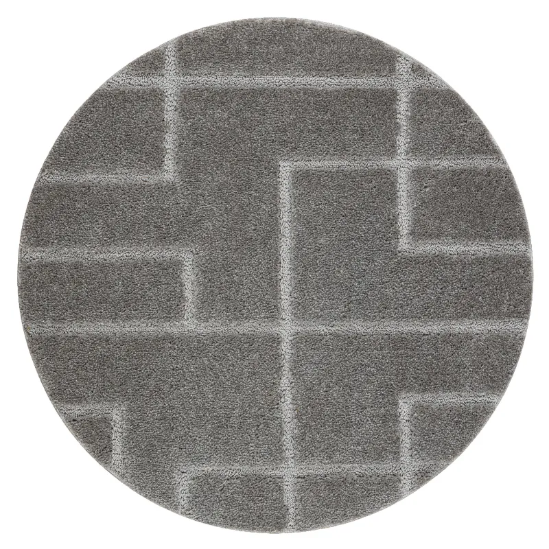 Badezimmerteppich SUPREME rund LINES Linien, rutschfest, weich - grau