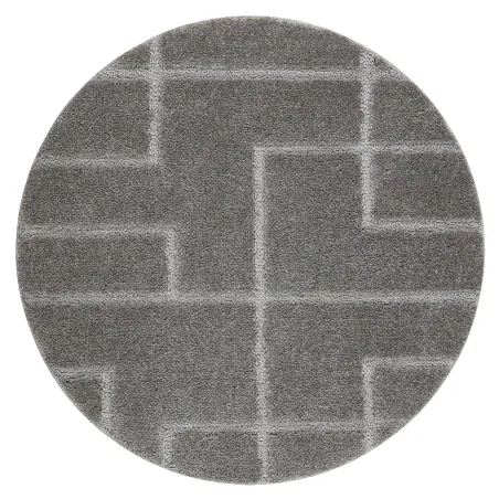 Badezimmerteppich SUPREME rund LINES Linien, rutschfest, weich - grau