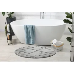 Badezimmerteppich SUPREME rund LINES Linien, rutschfest, weich - grau
