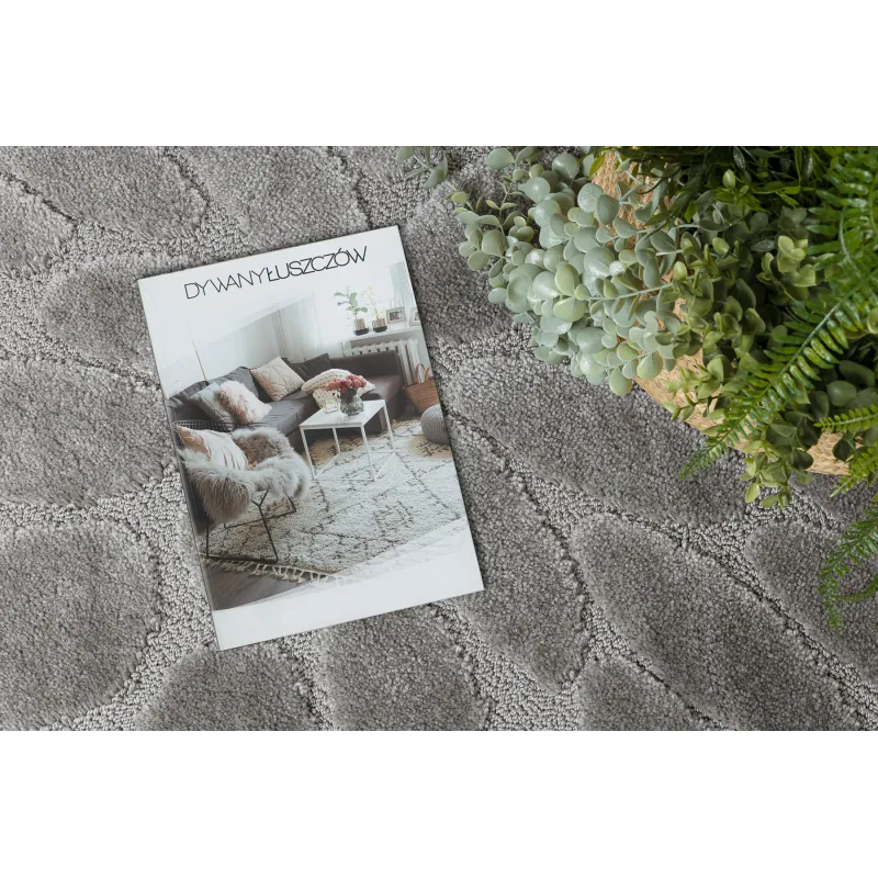 Badezimmerteppich SUPREME rund STONES Steine, rutschfest, weich - grau